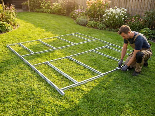 Steel floor frame for garden shed, silver, 3.4x3.82 m