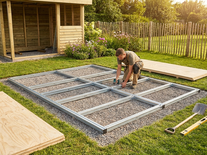 Steel garden shed floor frame for outdoor use - view 3