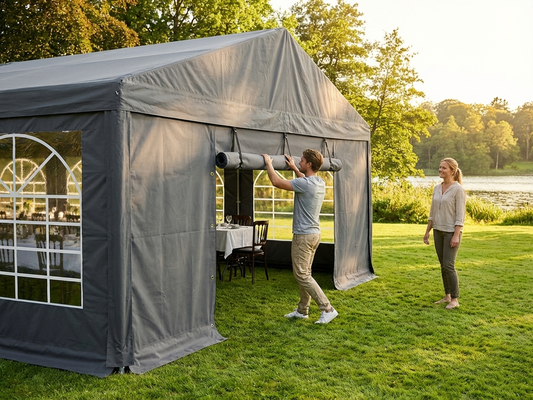 Dark grey PVC endwall 6m x 2m, waterproof and UV resistant