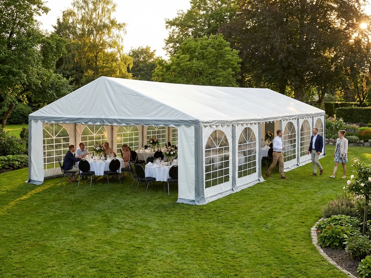 Marquee Tent 6x12m Grey/White for Outdoor Events - view 3