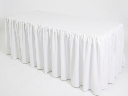 White polyester tablecloth 183x76x74 cm for indoor and outdoor use