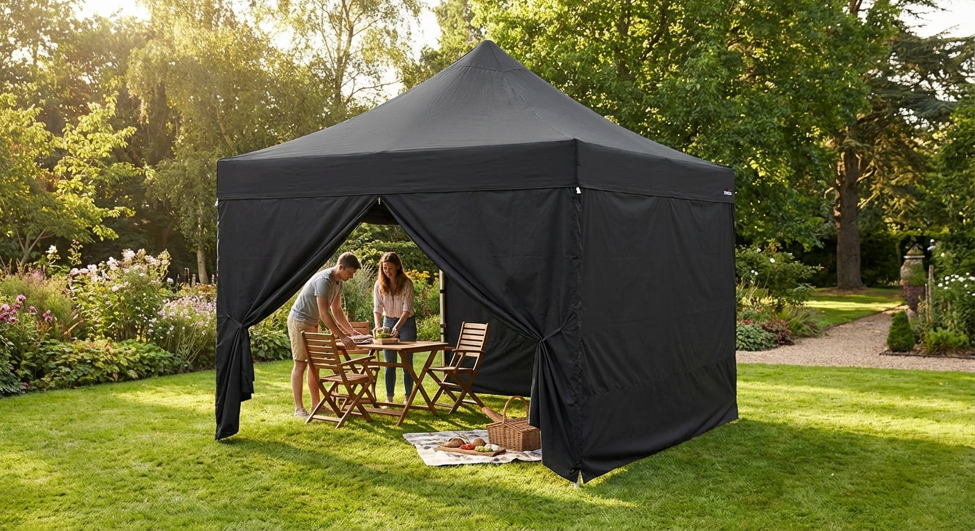 Pop up gazebo 3x3m black with aluminium frame
