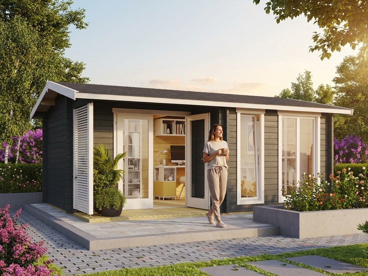 Wooden cabin in dark grey made from Nordic Spruce - view 3