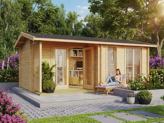 Wooden cabin made from Nordic Spruce, natural finish