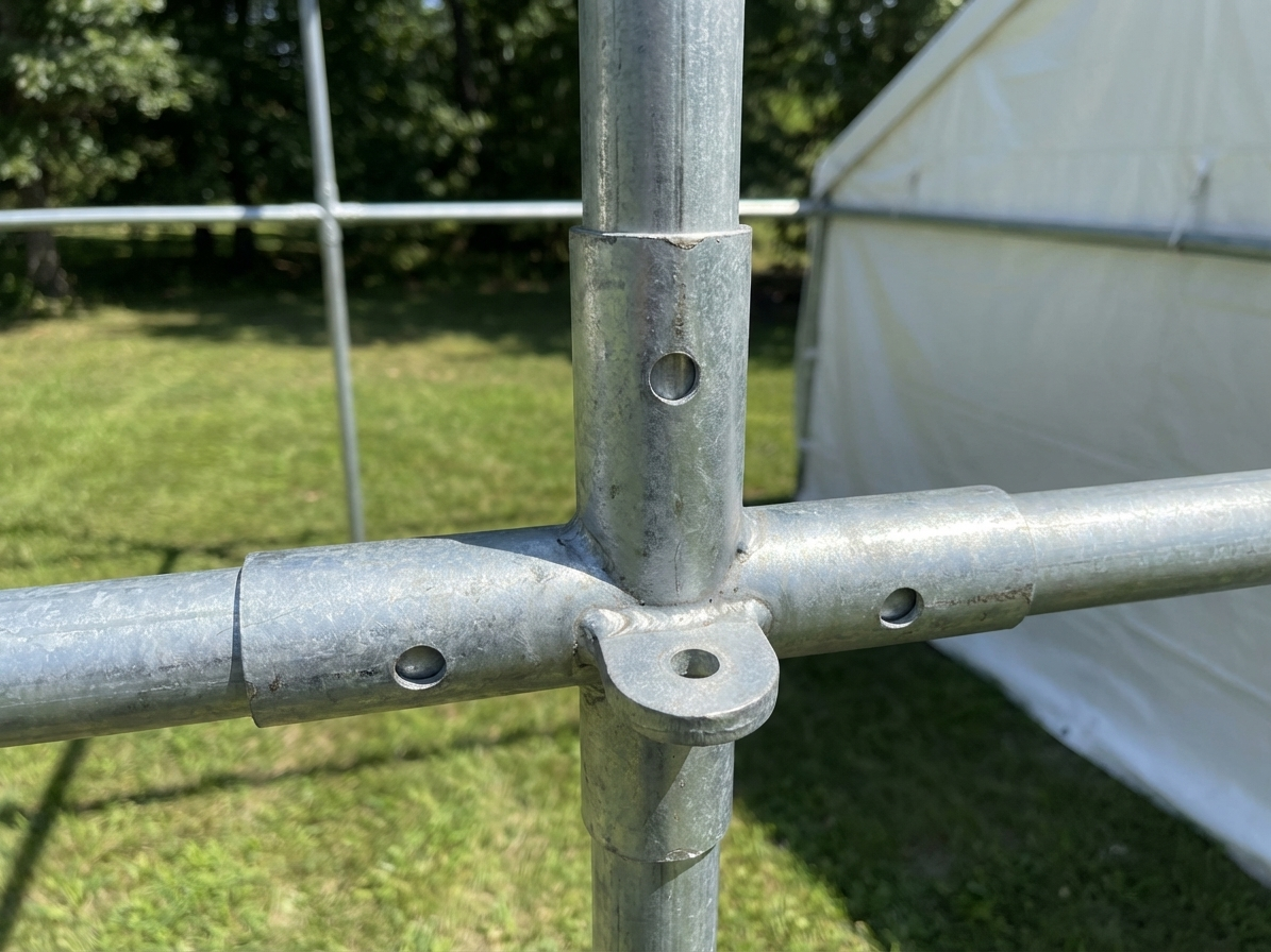 Galvanised steel connector, silver, industrial use
