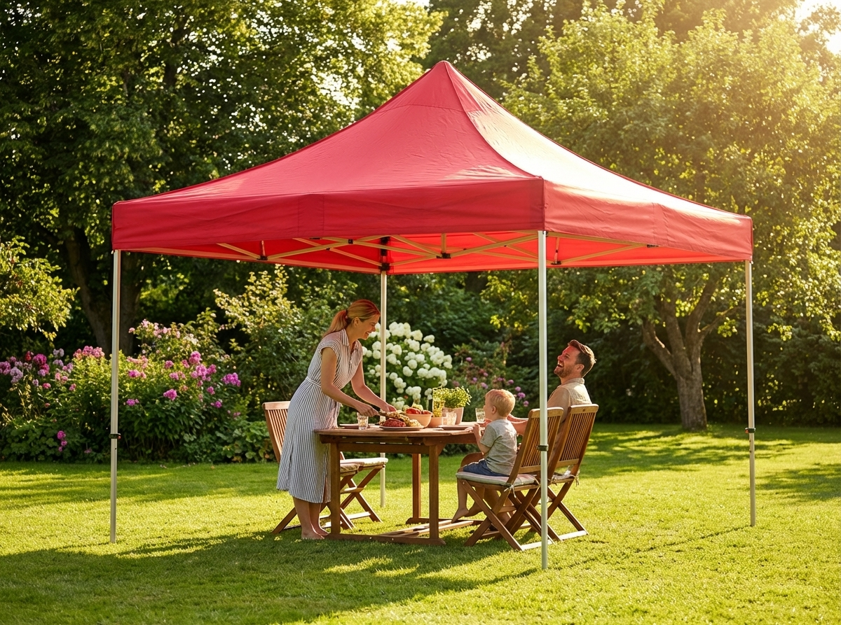 Red pop up gazebo with aluminium frame for outdoor use - view 3