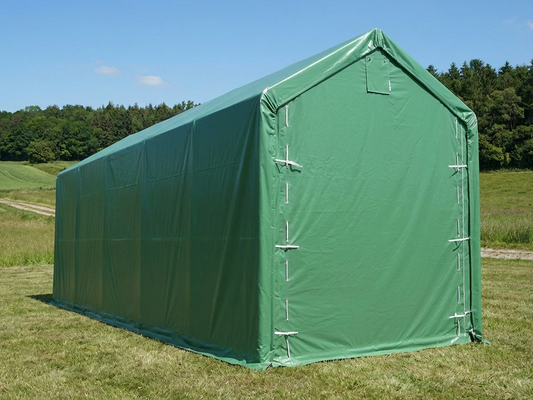 PVC Storage Shelter 4x12m in Green with Galvanised Steel Frame - product detail