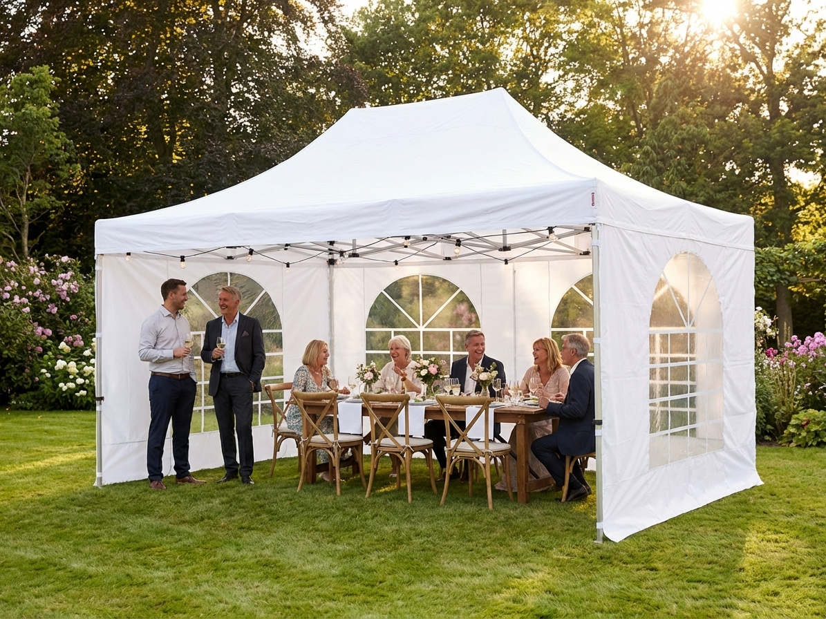 White Gazebo 4x6m with Steel Frame for Outdoor Events - product detail