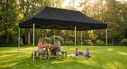 Black pop-up gazebo for outdoor events