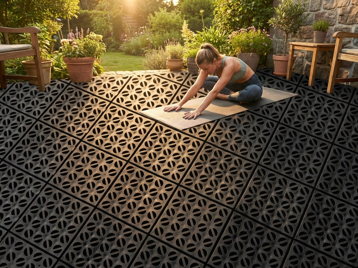 Black plastic flooring made from high quality polyethylene - view 3