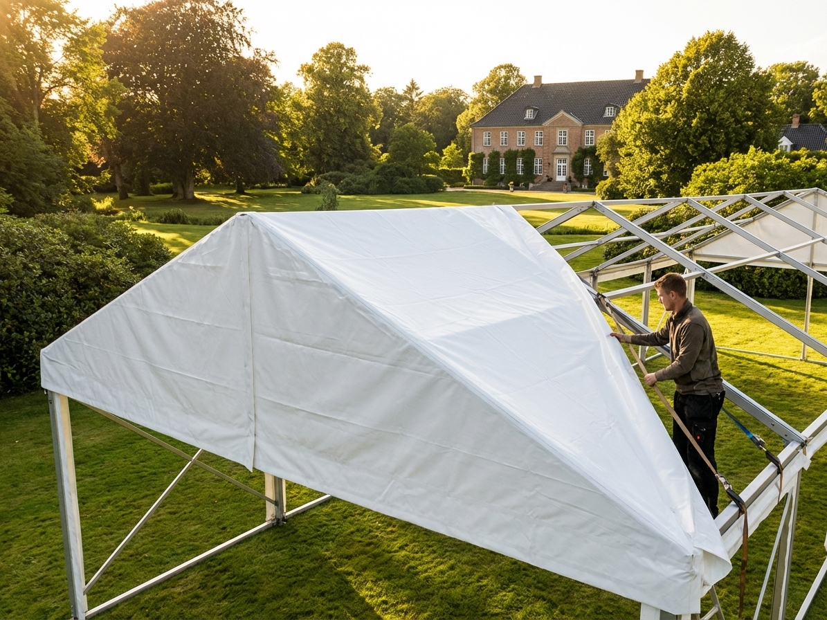 PVC Roof Cover End Section for Semi-Pro CombiTents 6x4m White - product detail