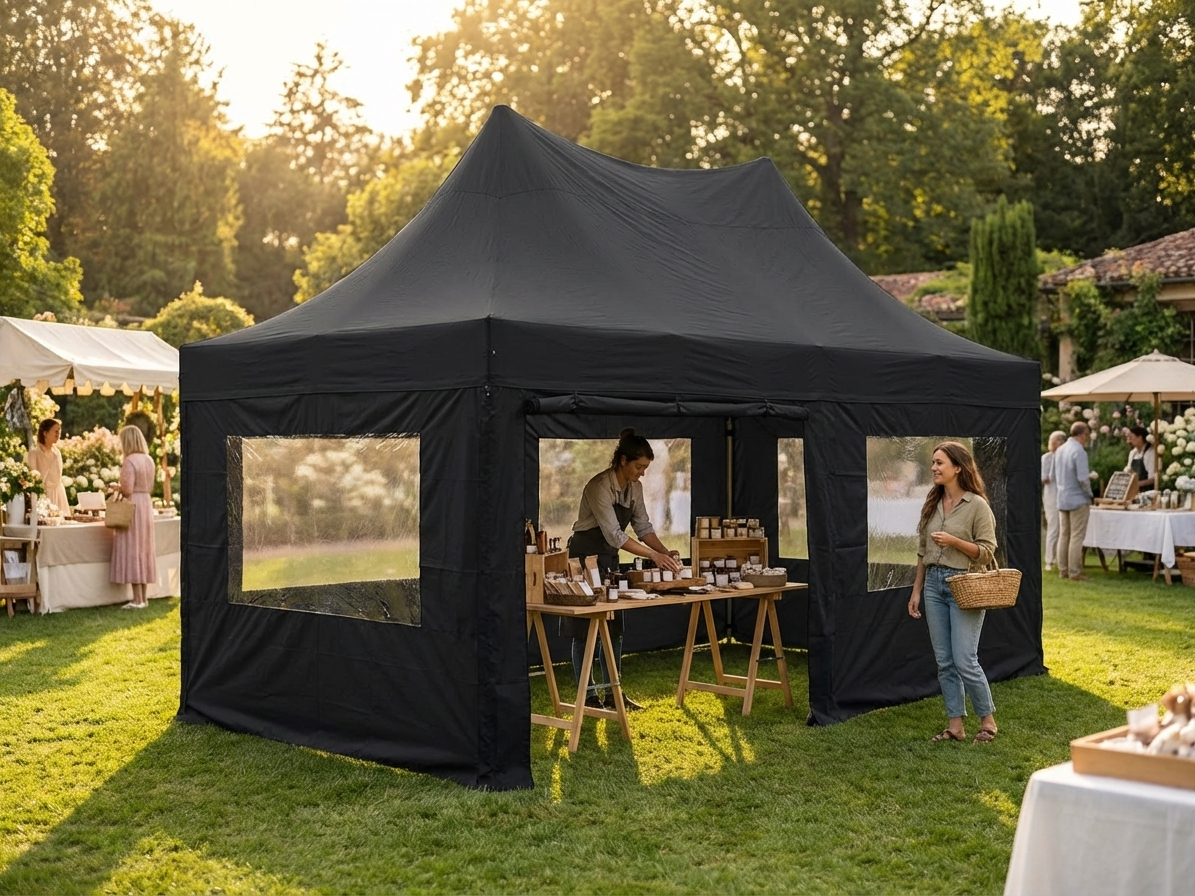 Black pop up gazebo with aluminium frame for outdoor use - view 3