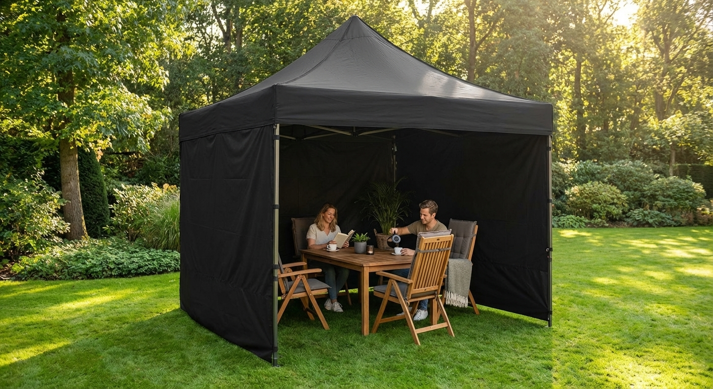 Black pop-up gazebo with aluminium frame for outdoor events - product detail