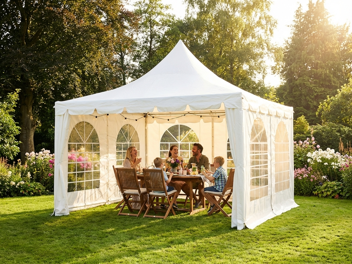 White 4x4 m Marquee Pagoda PVC Polyester - view 3