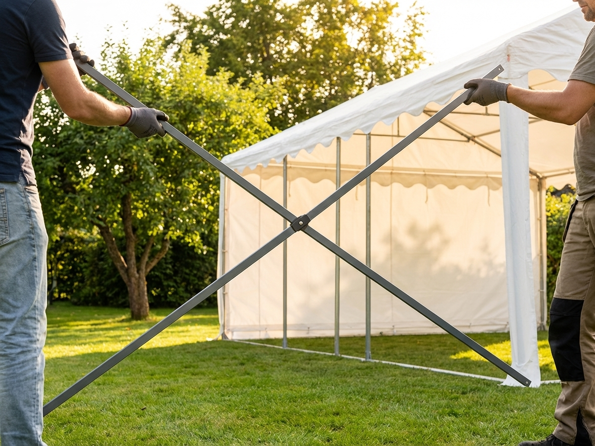 Grey scissor bar made of powder-coated steel, 2 metres long