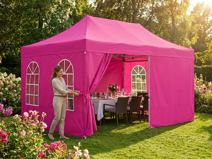 Pink gazebo sidewall kit for 3x6m setup