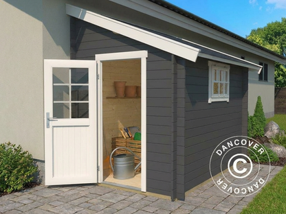 Wooden Lean-to Shed in Dark Grey, Nordic Spruce construction