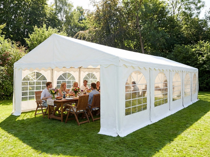 White PVC marquee tent 6x10m with steel frame for outdoor events