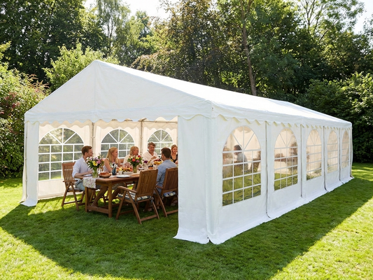 White PVC marquee tent 6x10m with steel frame for outdoor events