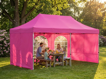 Pink 3x6 m pop-up gazebo with aluminium frame for outdoor events