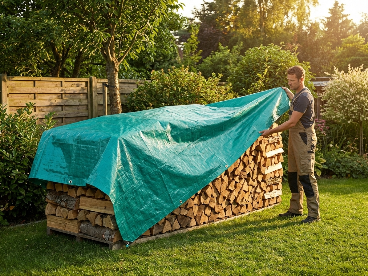 Green tarpaulin 8x12m, waterproof polyethylene cover - product detail
