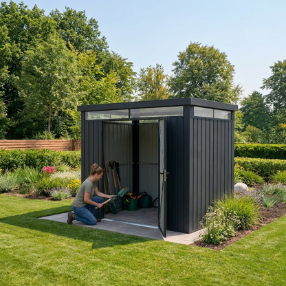 Garden shed with galvanised steel construction in anthracite colour - product detail
