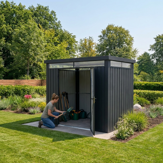 Garden shed with galvanised steel construction in anthracite colour - product detail
