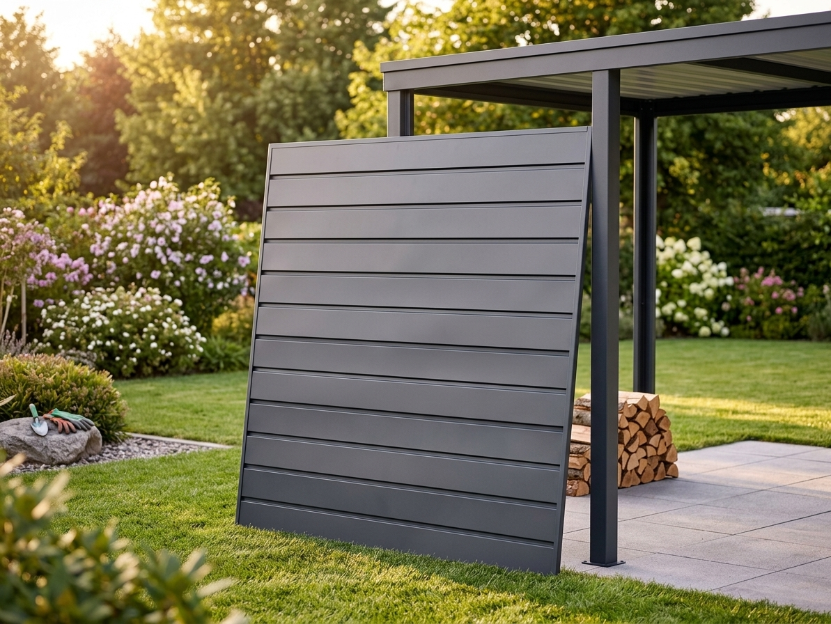 Anthracite metal shed side panel, 1.63x1.84 m