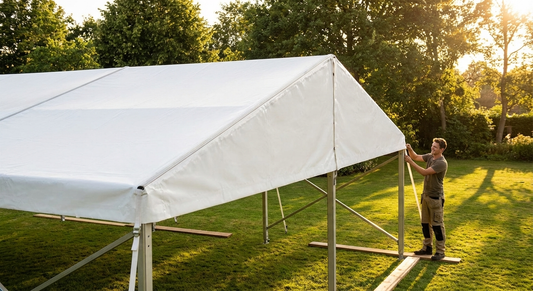 White PVC roof cover end section for outdoor events - product detail