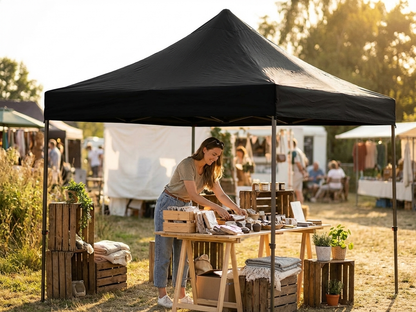 Black pop-up gazebo roof cover, UV and water-resistant