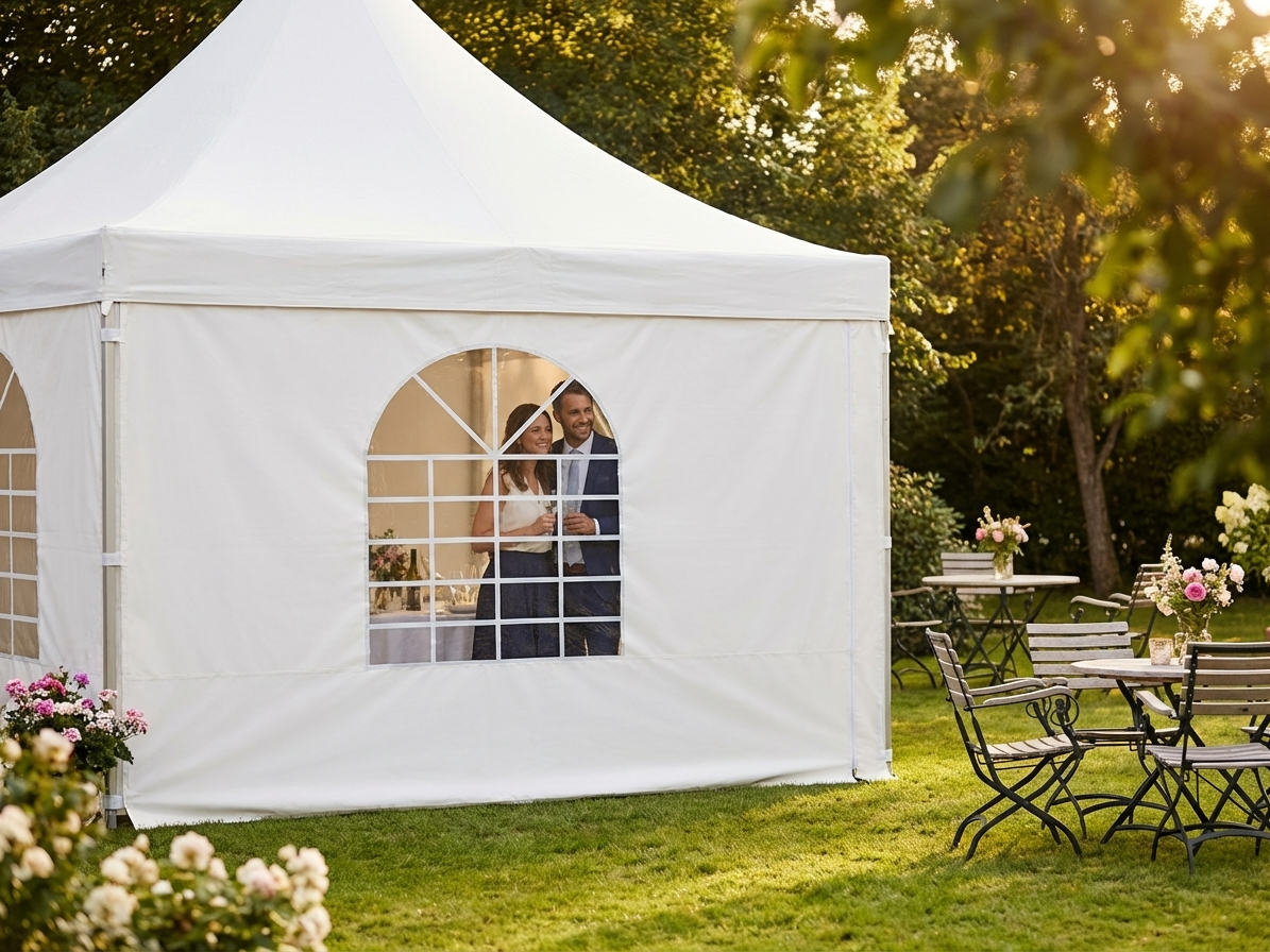 White PVC sidewall with window for PartyZone Pagoda - view 3