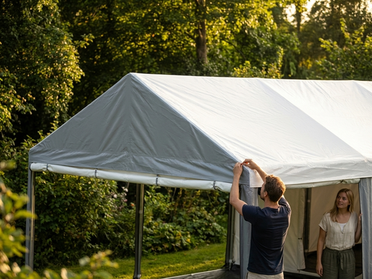 White and grey PVC roof cover end section for Semi Pro CombiTents - product detail