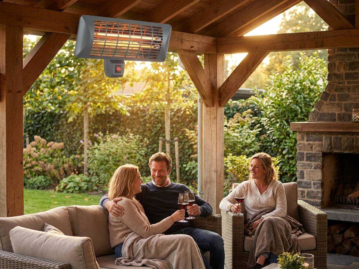 Grey patio heater for outdoor use - view 3