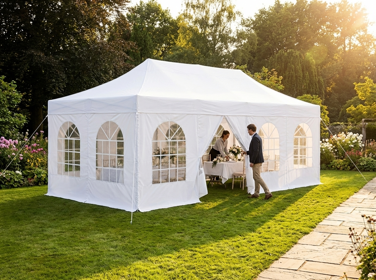 White pop-up gazebo sidewall kit for outdoor events