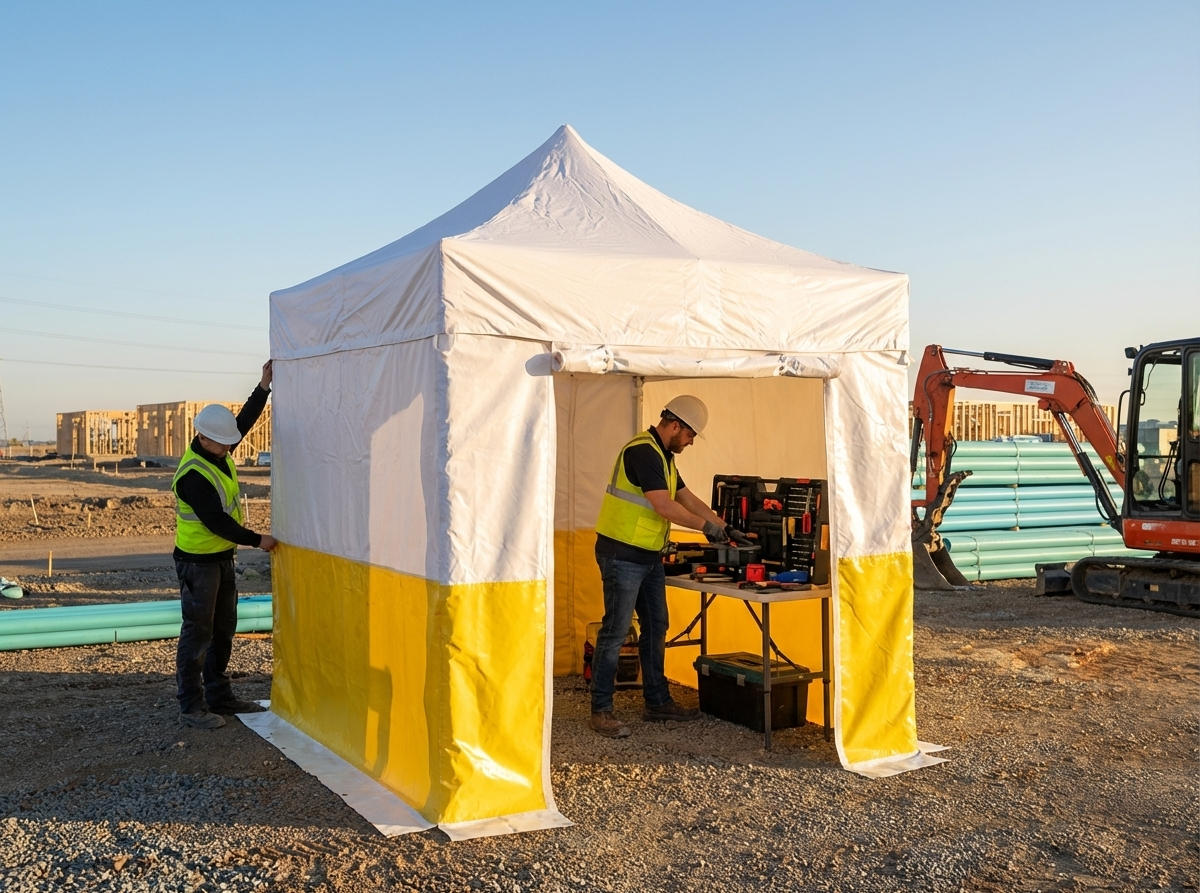 PVC pop-up gazebo in yellow and white, perfect for work tents - view 3