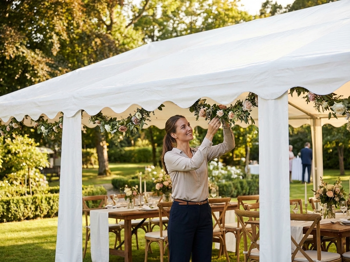 White PVC roof cover for 6x10m marquee - view 3