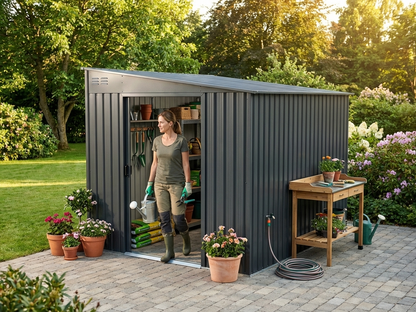 Steel Garden Shed in Anthracite for Outdoor Storage