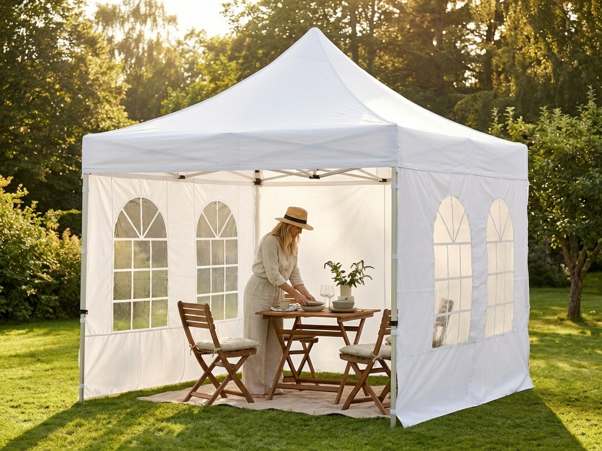 White pop up gazebo with aluminium frame for outdoor use