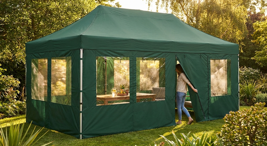 Green 4x6m gazebo sidewall kit with polyester PVC backing - product detail