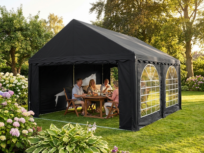 Black 4x4 m marquee for commercial events