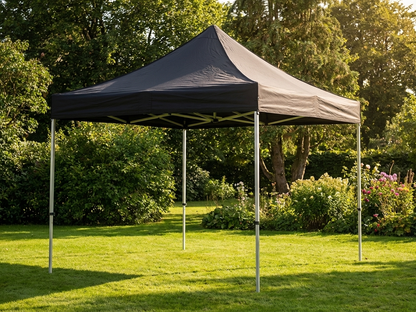 Black pop-up gazebo with PRO steel frame, 3x3 metres