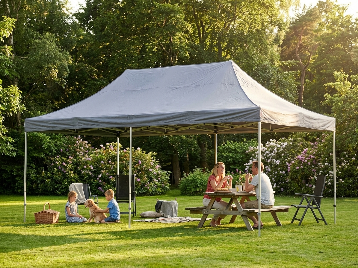 Pop up gazebo 4x6 m grey with aluminium frame for outdoor events