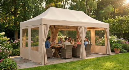 Pop up gazebo with steel frame in latte colour for outdoor events - view 3