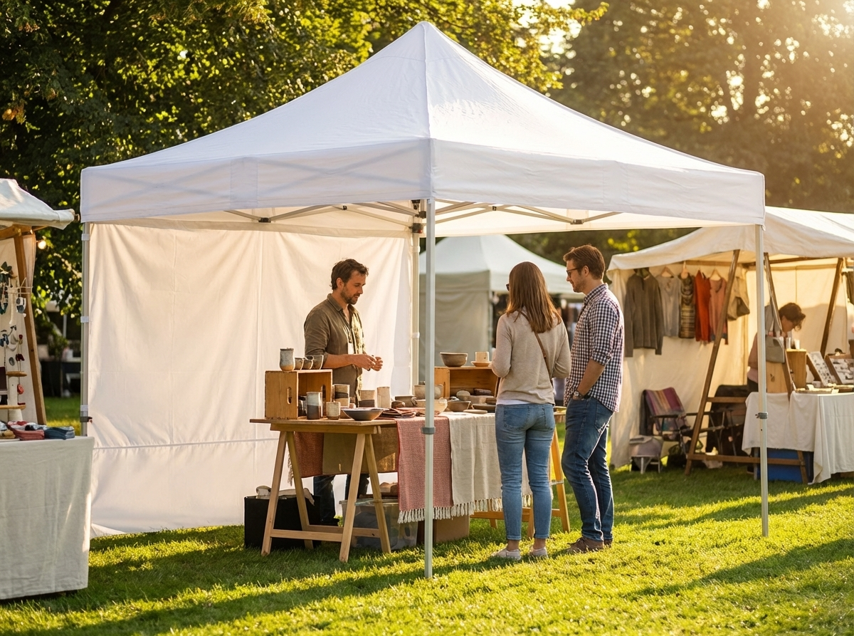 White pop up gazebo 3x3 m, flame retardant for exhibitions - view 3
