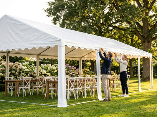 White PVC marquee roof cover for 7x7 m shelter