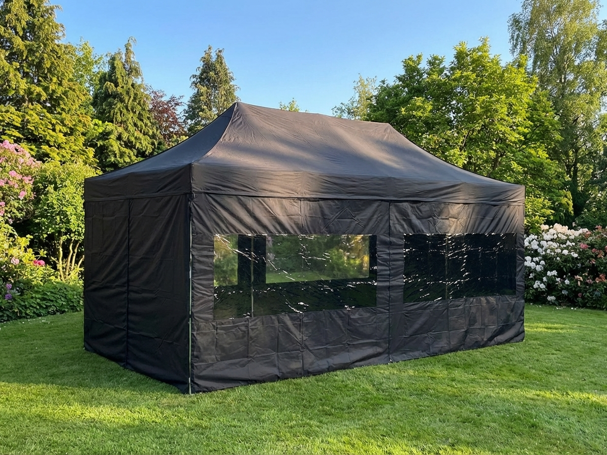 Black pop-up gazebo 4x8 m with aluminium frame - product detail