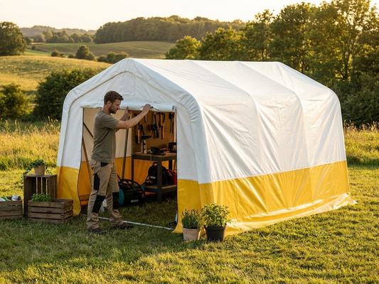 PVC roof cover for storage tent, 3.6x4.8m, white/yellow
