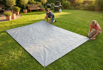 Grey PVC Tarpaulin 4.5x8.5 m for industrial and domestic use - view 3