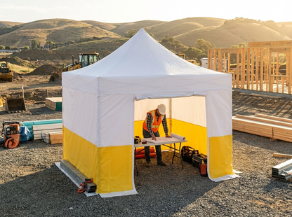 Pop Up Gazebo 3x3m White/Yellow PVC Work Tent - view 3
