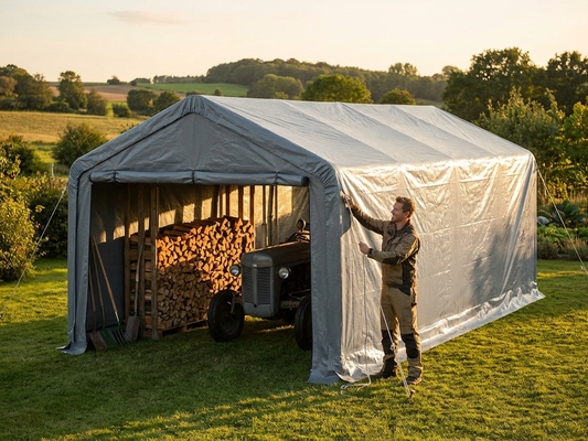 Grey roof cover for storage shelter with polyethylene material - product detail